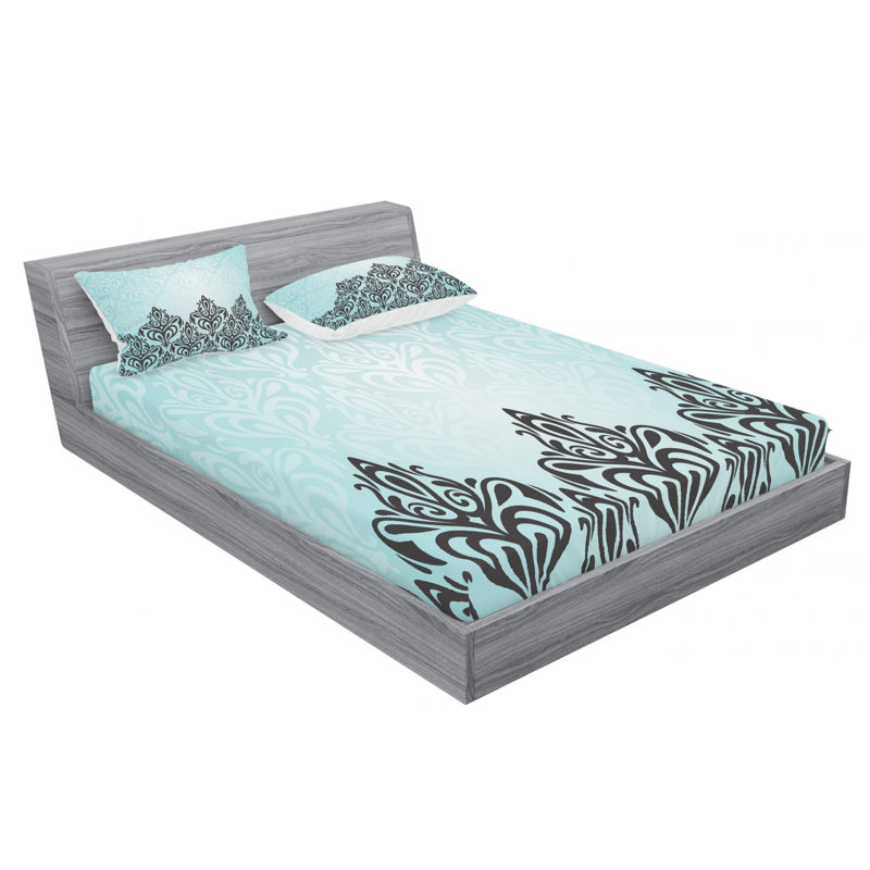 Microfiber Damask Sheet Set, Full Sheet Set with Fitted Sheet