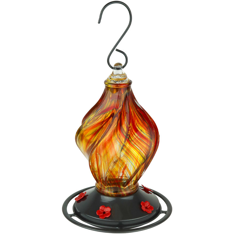 Mangeoire à colibri en verre recyclé à la main 13 oz. Nature's Way EcoCycle Sunburst