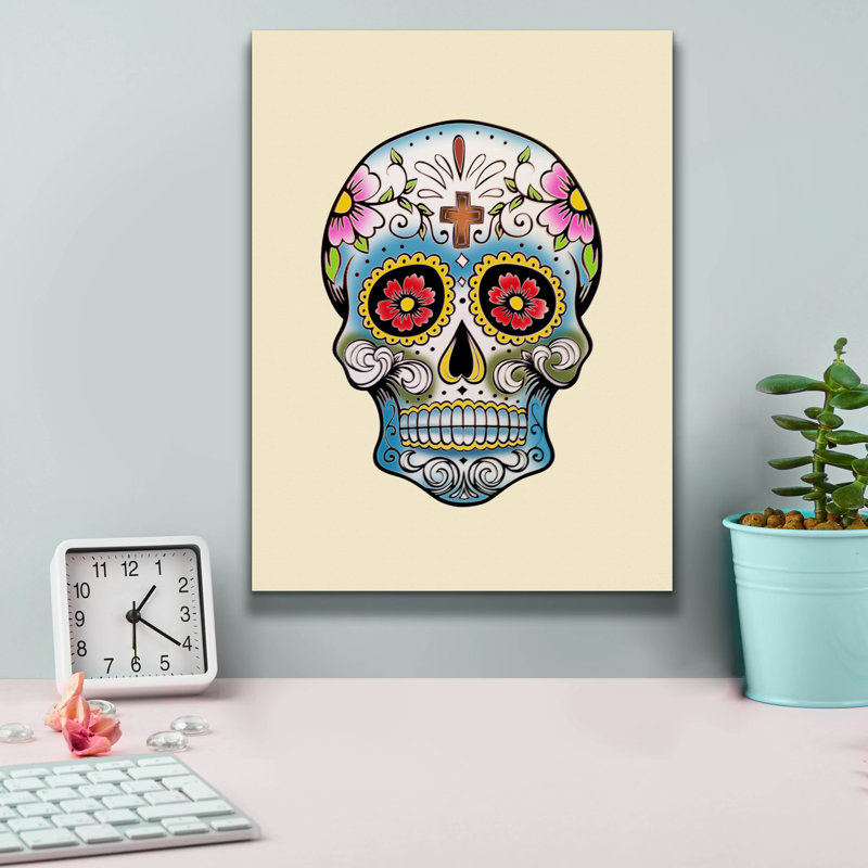 «White Skull» par Mark Ashkenazi, art mural sur toile, H 16 po x l 12 po x P 0,75 po