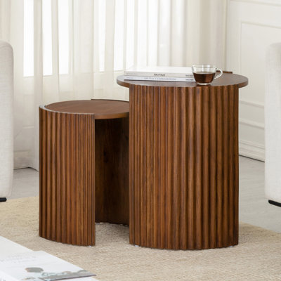Lina Solid Wood Nested End Table