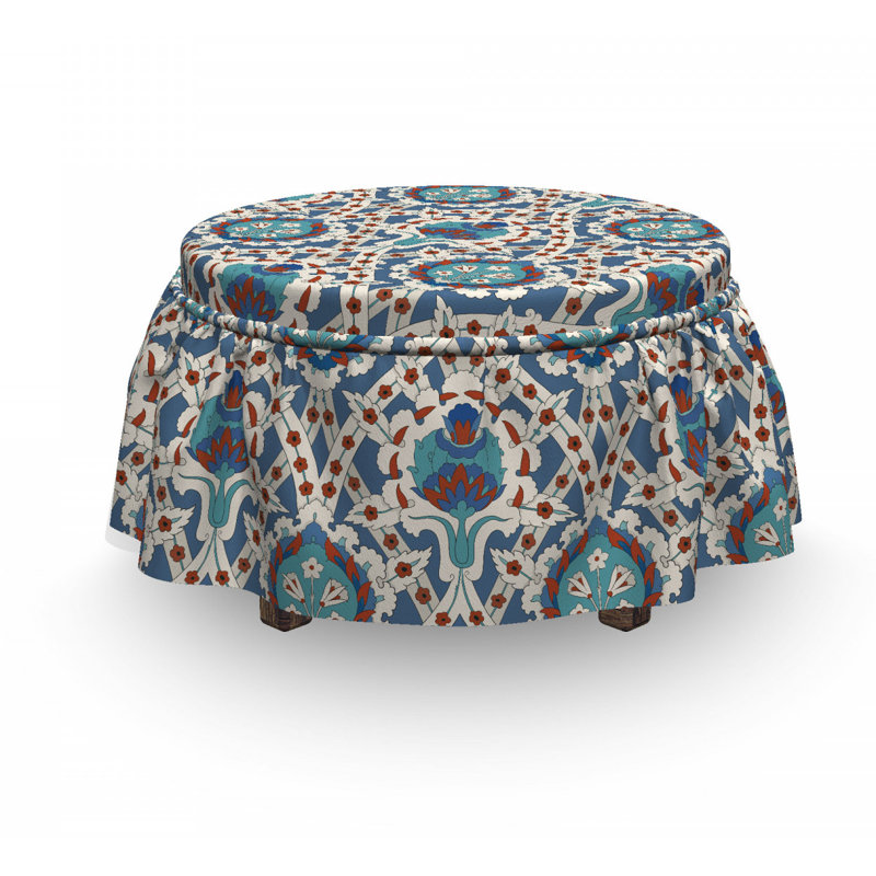 Housse pour repose-pieds traditionnel d’art floral