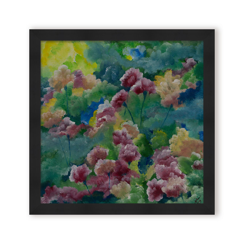 Nature Inspired "Petals of Spring" Canvas Wall Art By , 30" H x 30" W, Framed Matted Print, Black