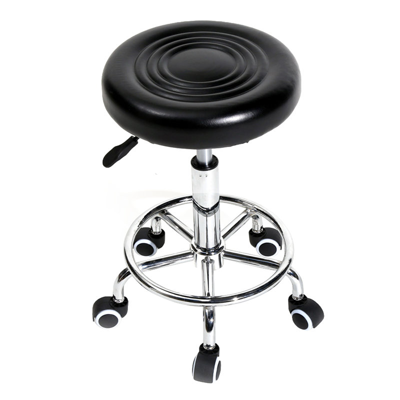 Adjustable Height Ergonomic Lab Stool with Wheels, Black