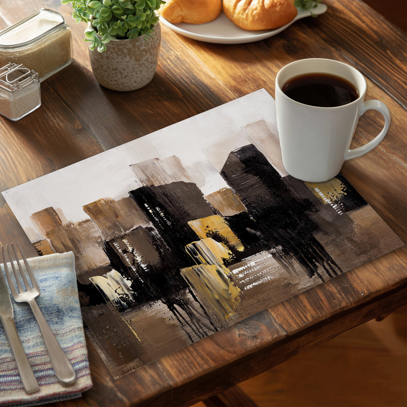 Earthy Tones Abstract Cityscape Industrial Polyester Placemat