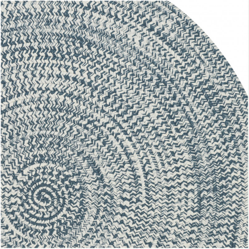 Tapis bleu arctique tressé à chevrons Longe, Rond 3 pi