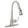 FlowCurve 8 in. Centerset 1-Handle Pull-Down Sprayer Kitchen Faucet with Deckplate in Brushed Nickel