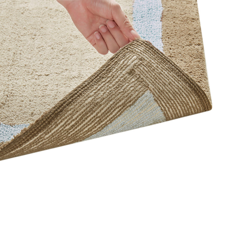 Tapis de bain doux et absorbant en coton touffeté, Bleu, 27 po x 45 po