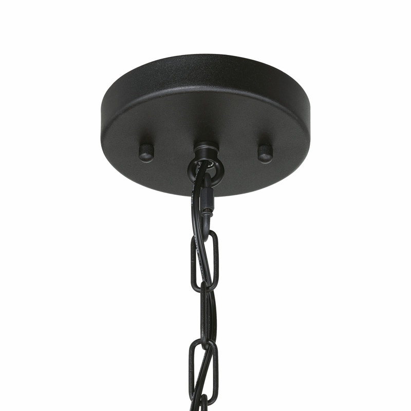 Recunz 3 - Light Dimmable Empire Chandelier with Wood Beads Shade, Black