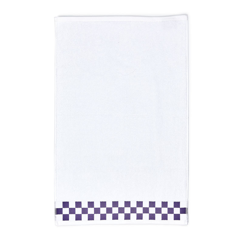 Hand Towel with Check Border, Purple/White