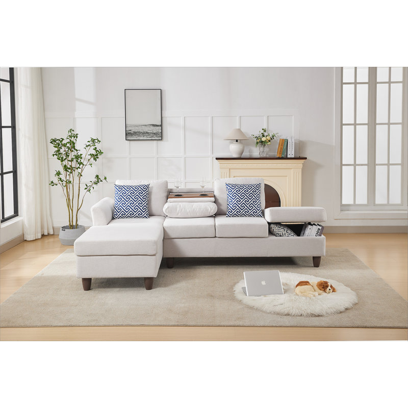 Unités de rangement cachées et coussins décoratifs assortis pour maisons modernes, Lin beige