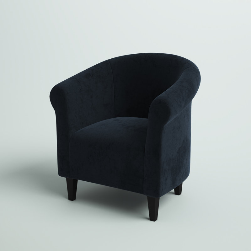 Fauteuil demi-tonneau l 32 po Liam, Microfibre / microsuède noire