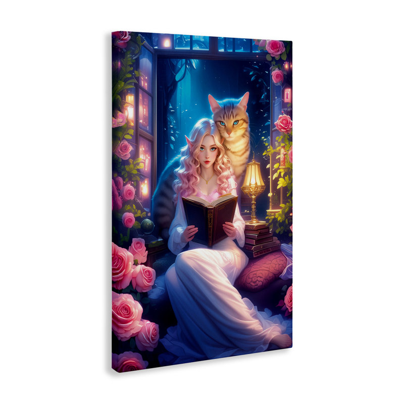 «Mysterious Girl & Cat», conception par Image World, H 45 po x l 30 po