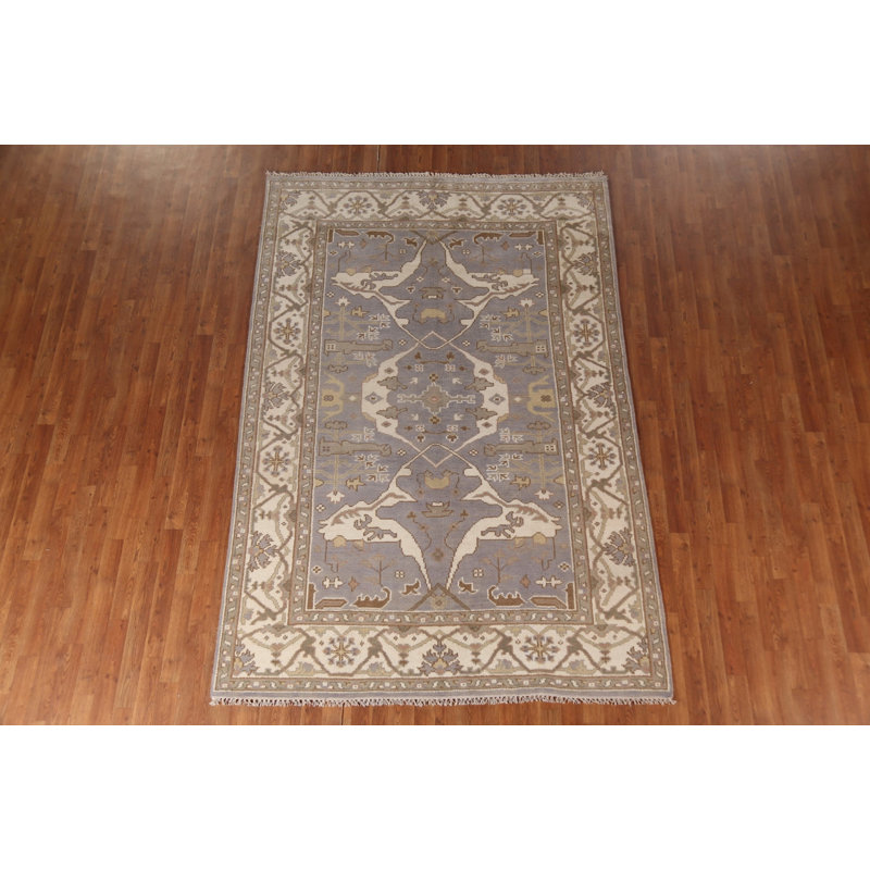Tapis argenté gris Oushak 6 x 9