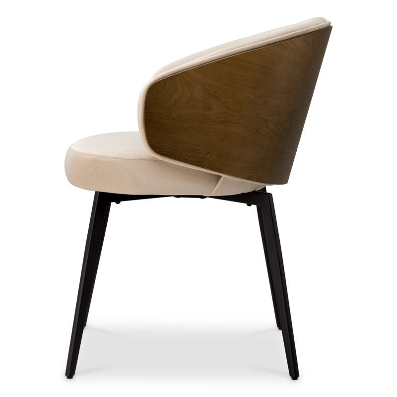Camerota Upholstered Arm Chair, Beige/Walnut