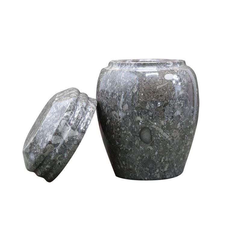 Marble Cremation Urn for Small Portion of Ashes, Oceanic Gray