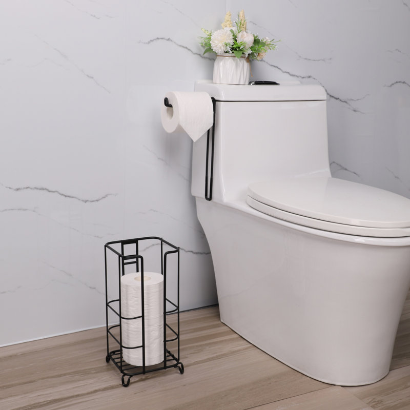 Porte-papier hygiénique sur pied, Noir mat
