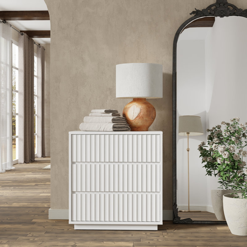 Commode 3 tiroirs Paloma, Blanc
