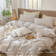 Striped Duvet Cover Set 100% Washed Cotton Linen Like Textured