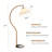 Vintage 59" Mid-Century Modern Arched LED Floor Lamp,Pleated Shade