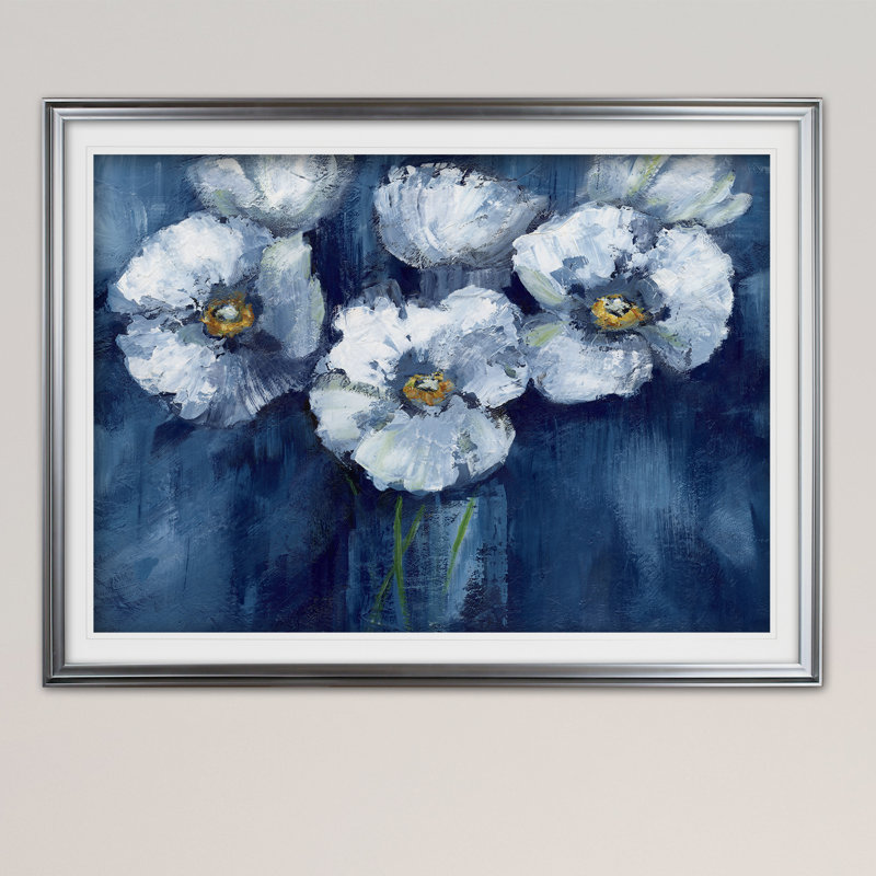 «Blooming Poppies», reproduction de peinture acrylique encadrée, Argent, H 30 po x l 40 po x P 1,5 po