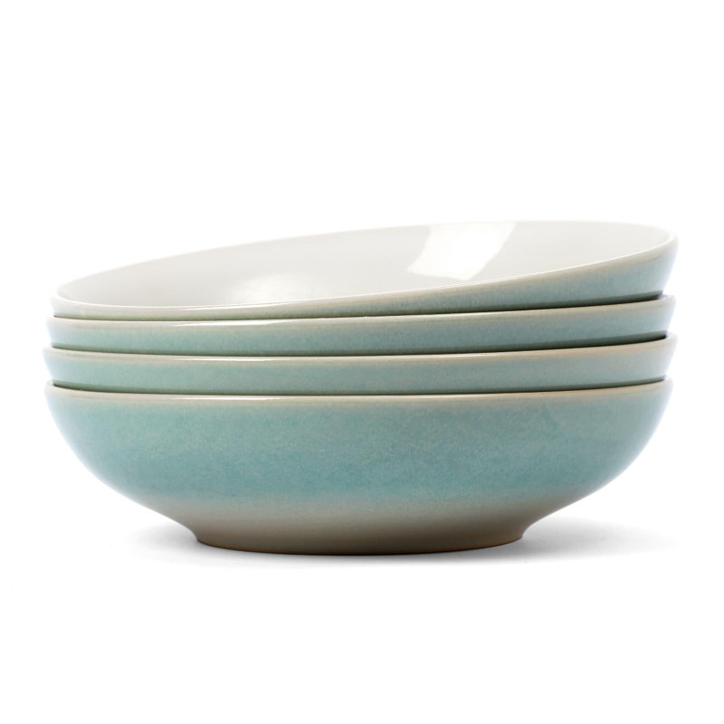 Aqua Ceramic 8.7'' Microwave Safe Pasta Bowls Set of 4
