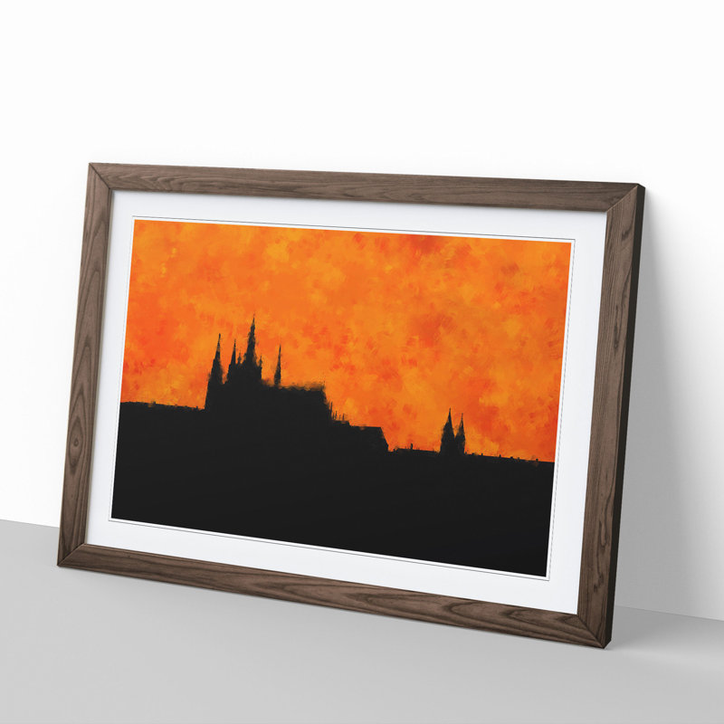 Prague Castle - Framed Print, 27cm H x 36cm W x 2cm D, Walnut Framed