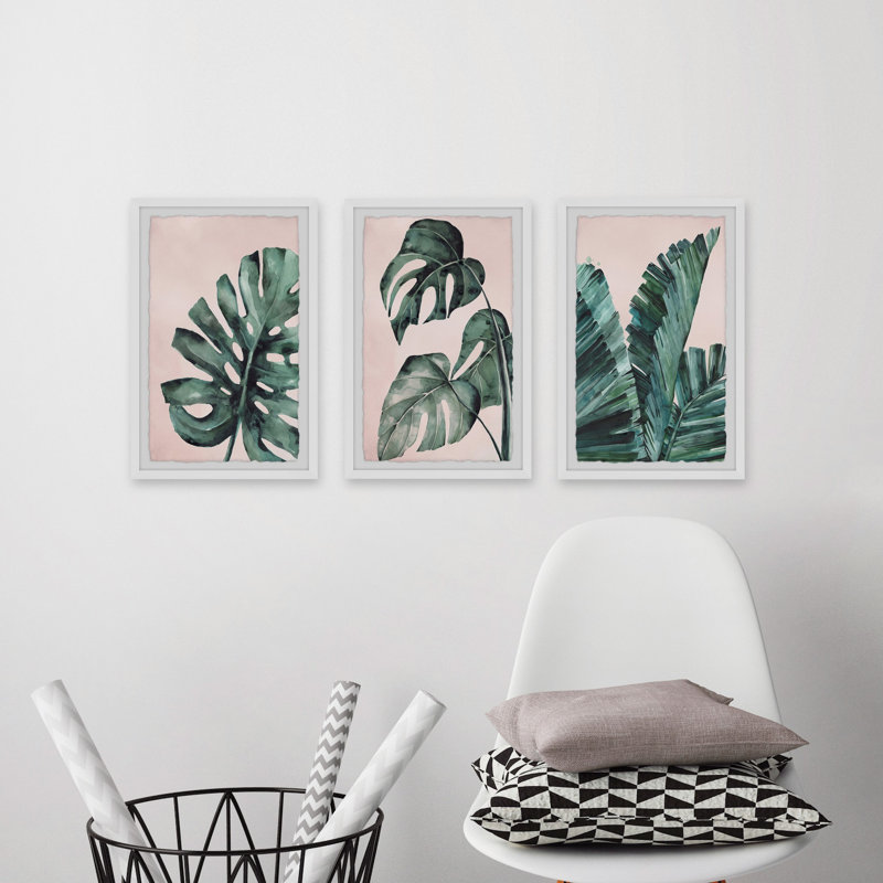 Sciotodale Palmera dans un triptyque rose, H 24 po x l 16 po x P 1,5 po