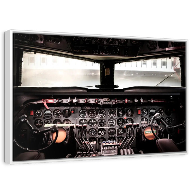 Cockpit d'avion rétro, Cadre flottant blanc, 37 po x 25 po