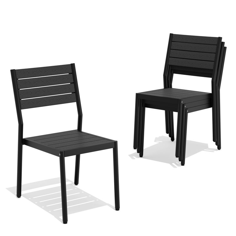 Chaise de salle à manger Deen Auminium, 4, Noir