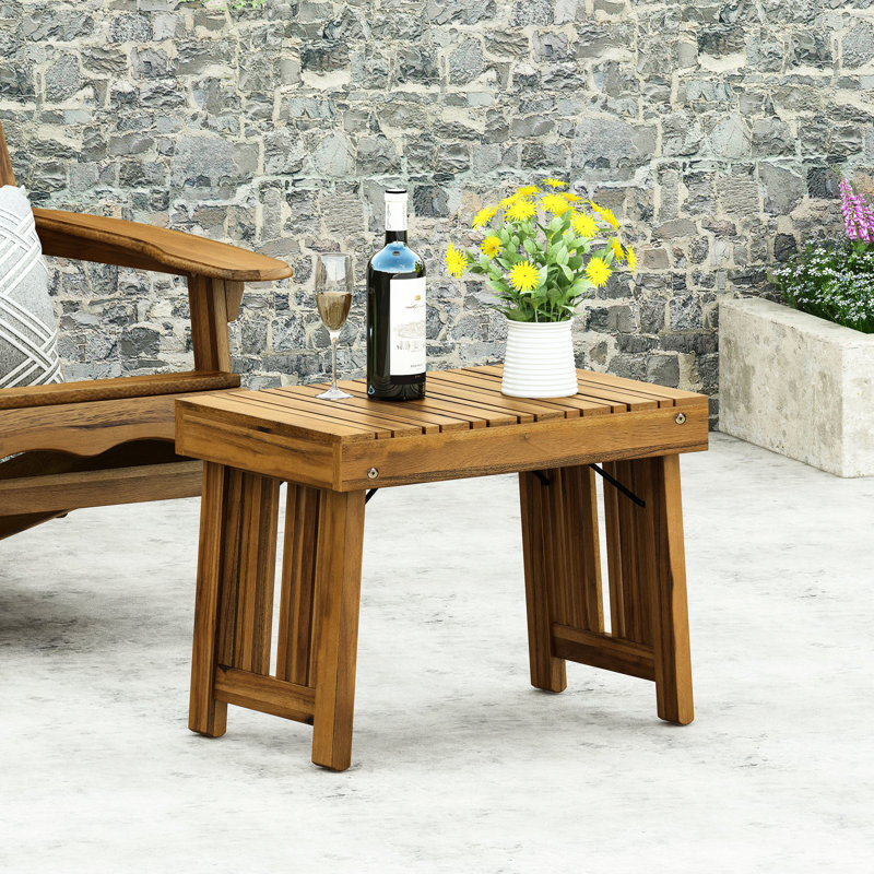 Table d'appoint en bois - avec plateau à lattes, pliable, 21,26 po x 13,5 po 16,01 style pliable pour un espace élégant, l 21,26 po x P 13,5 po x H 16,01 po