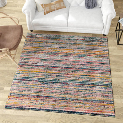 Hulsey Striped Yellow/Blue/Red/Navy Area Rug
