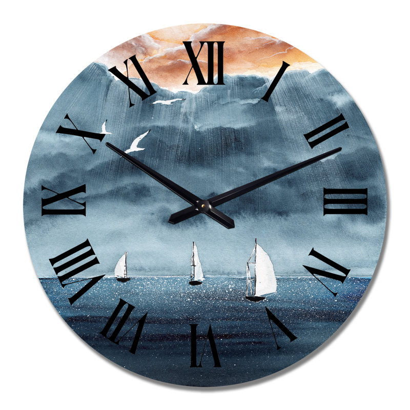 Horloge murale blanche nautique et côtière, Grand