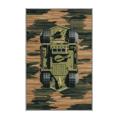 Machine Washable Transportation Brown Area Rug