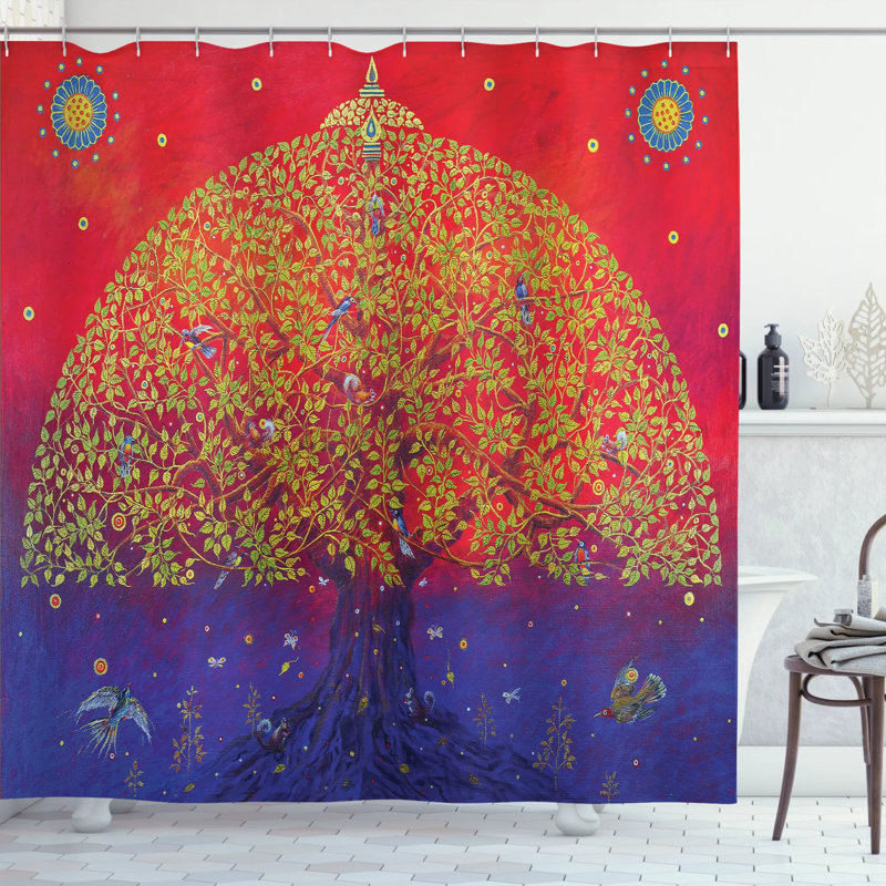 Floral Shower Curtain with Hooks Included, 69" W x 75" L