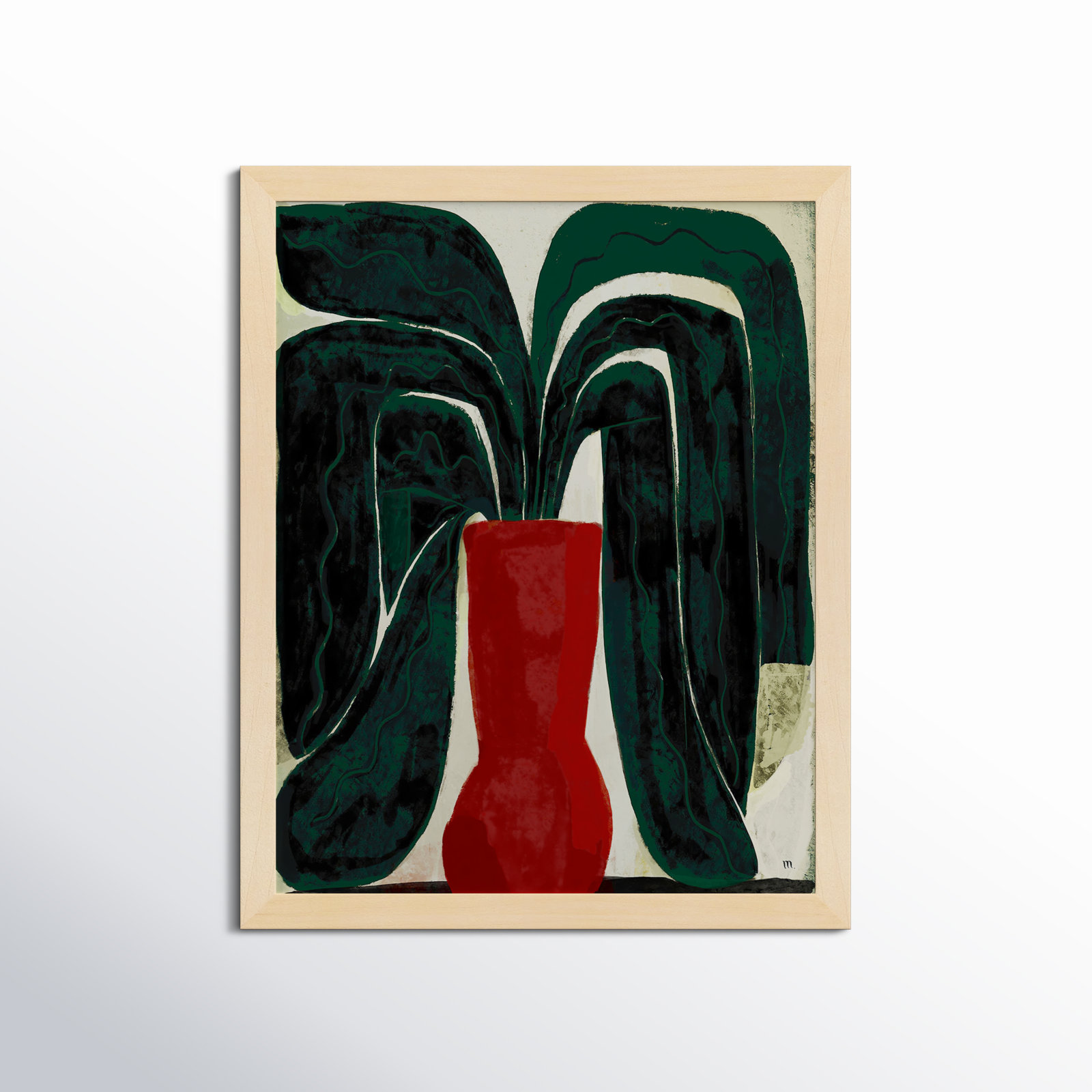 Adrianne "Plant No. 8" Painting, Brown, 30" H x 24" W x 1.25" D