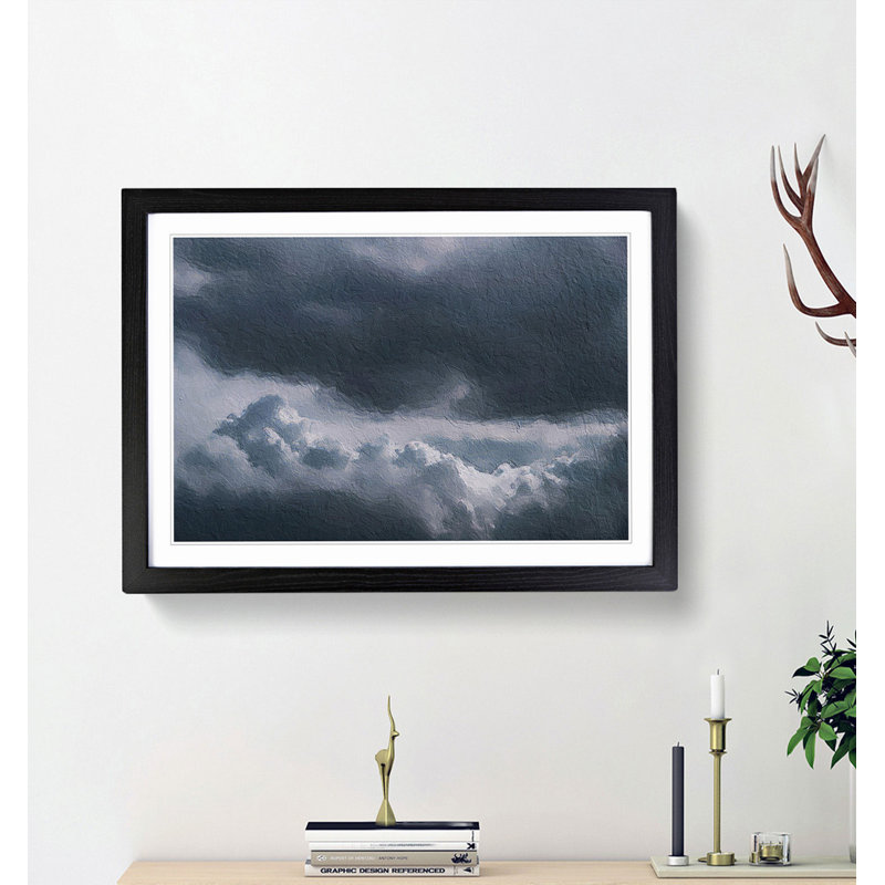 The Mood of the Clouds - Picture Frame Painting Print, 27cm H x 36cm W x 2cm D, Black Framed