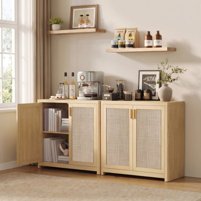 31.5" W Buffet Cabinet, Adjustable Shelf, Buffet Table with Rounded Corners, Set of 2