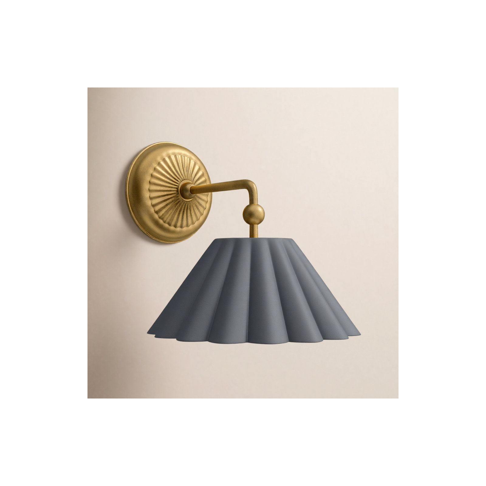 Granduca Single Light Steel Dimmable Armed Sconce, Dark Gray/Gold Leaf