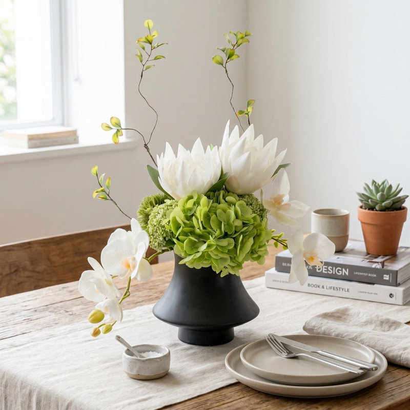 Arrangement organique moderne dans un pot