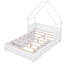 Grand lit plateforme en bois blanc avec garde-corps et 2 tiroirs-1884509770