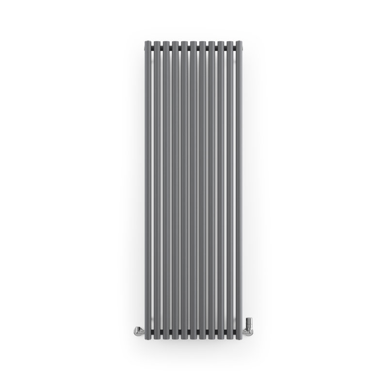 Rolo Room Cylindrical Bar Reversible Designer Radiator, Dark Grey, 1800mm H x 590mm W x 96mm D