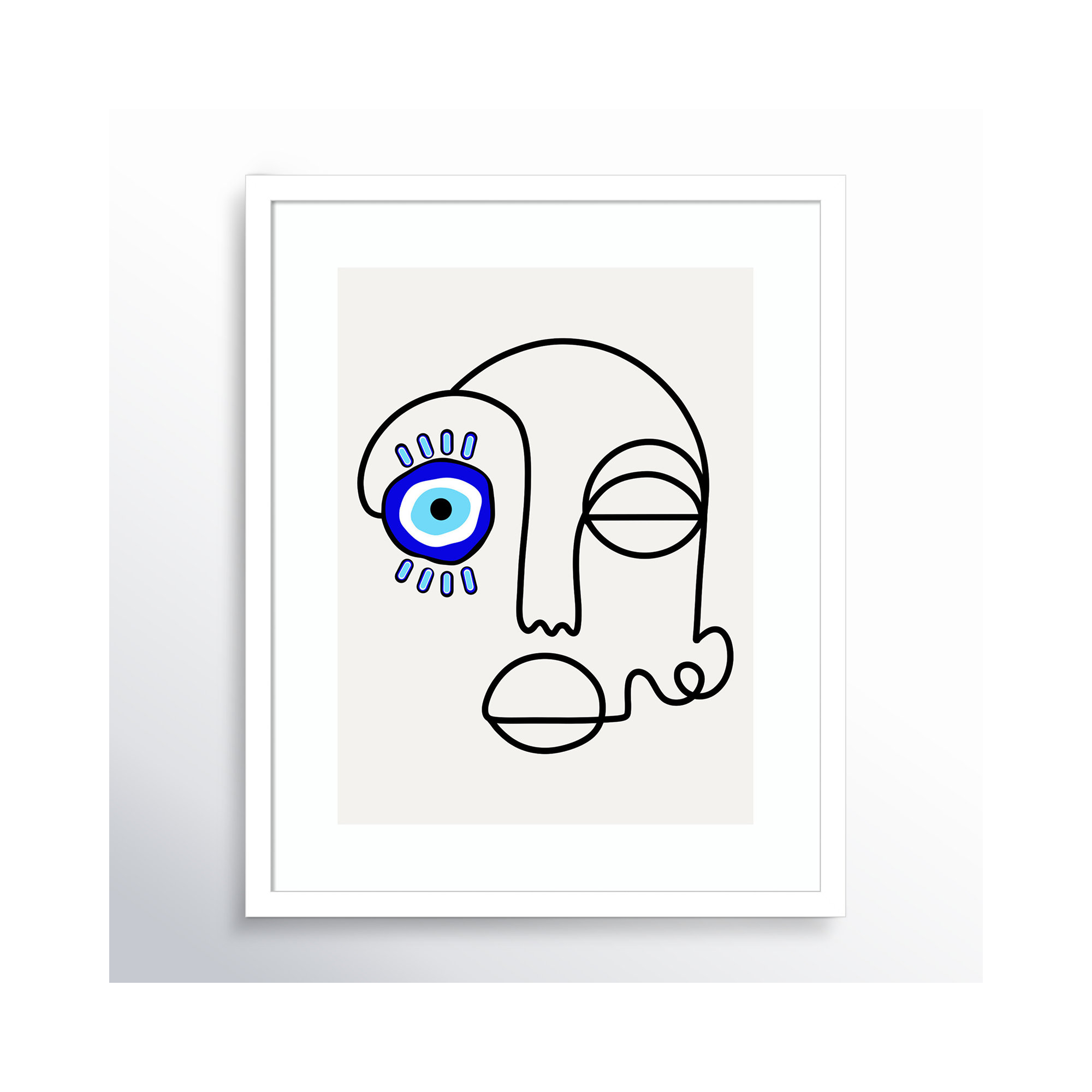 No Evil Allowed by Shatha Al Dafai, 21.38" H x 17.38" W x 0.875" D, White
