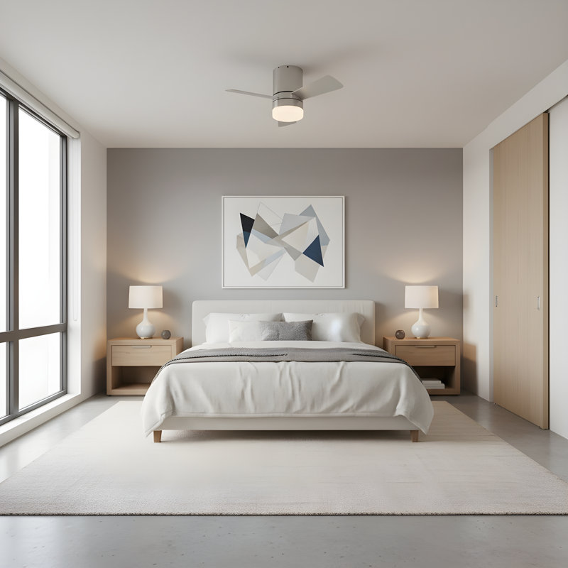 Ventilateur de plafond d'intérieur avec pales et télécommande portative Génération Lighting Fan, Argent argent, Nickel brossé