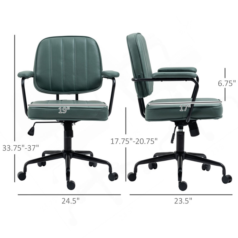 Chaise de bureau à hauteur réglable et inclinable Vinsetto, vert