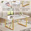 Ensemble de table de salle à manger moderne 71 po, table de cuisine ultra brillante avec chaises, sièges en similicuir avec pieds en métal doré-225107554