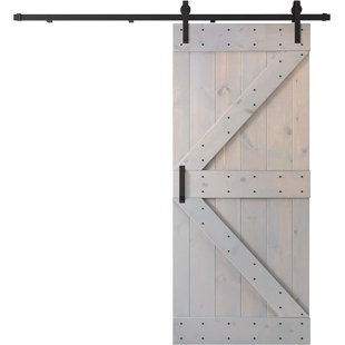 24'' x 84'' Solid Wood Paneled without Installation Hardware Kit Barn Door