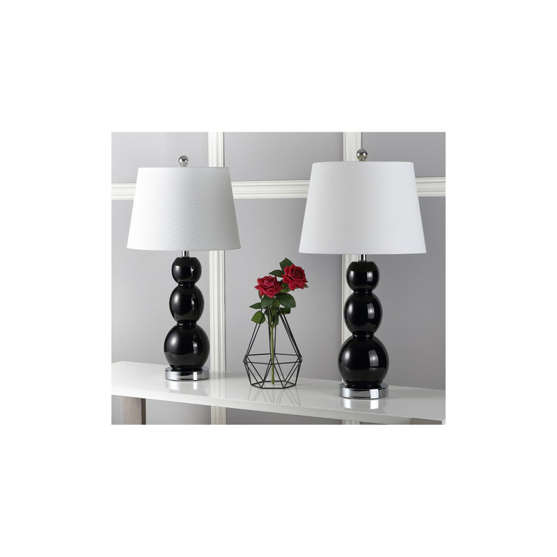 Dearis Glass Table Lamp, Black