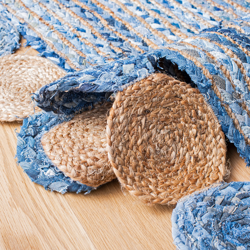 Tapis en jute de coton tissé à la main Cormier, Tapis de couloir 2 pi 3 po x 6 pi