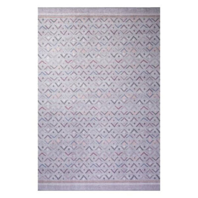 Tapis géométrique en polyester gris clair Napier