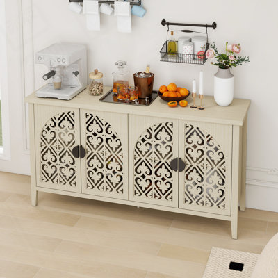 Armoire de rangement à 4 portes avec tablette réglable pour le salon, la salle à manger et la cuisine